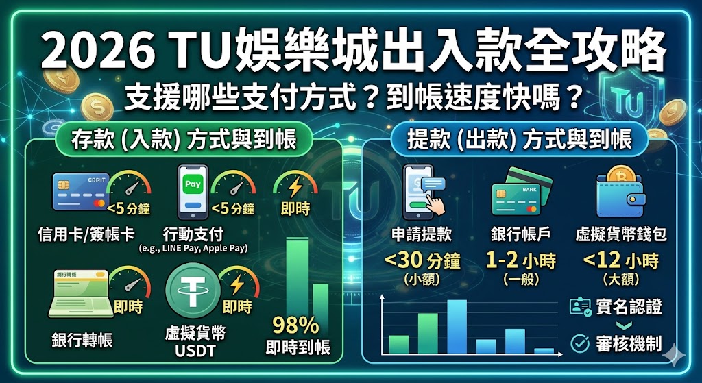 2026 TU娛樂城出入款全攻略：支援哪些支付方式？到帳速度快嗎？